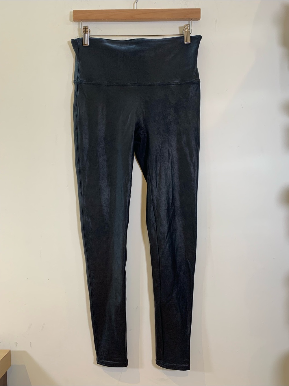 SPANX Faux Leather Leggings Black High-Rise Petite Size Large (L/P)